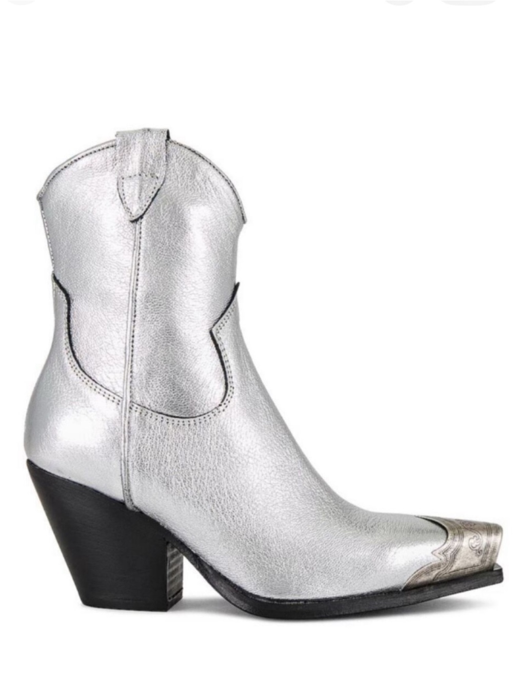 Free People Silver Western Ankle Boots